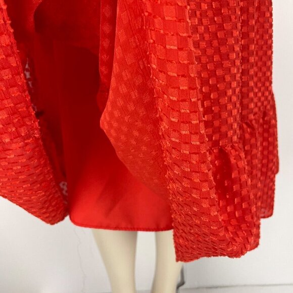 NANETTE LEPORE Classic Retro Tiered Western Collar Red Textured MIDI Dress sz4 - Picture 11 of 11